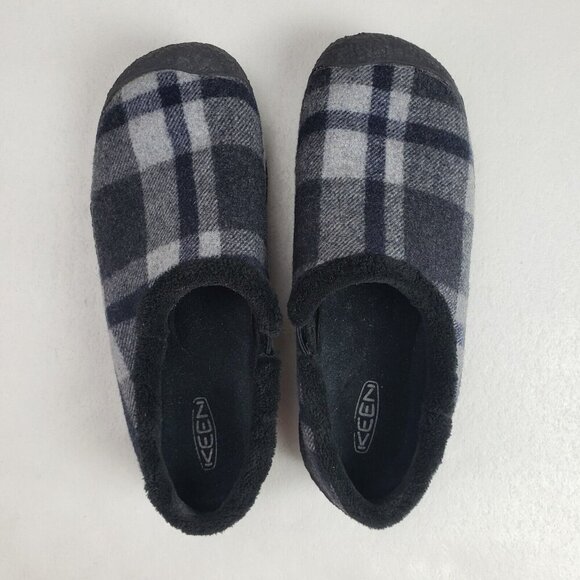 Keen Howser Plaid Slide Slipper Womens 7 Gray Fleece Lined Slip On Clog Shoe - Picture 7 of 10